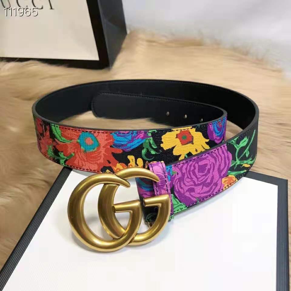 G*u*i women ken scott print gg marmont belt double g buckle 4 cm width-black