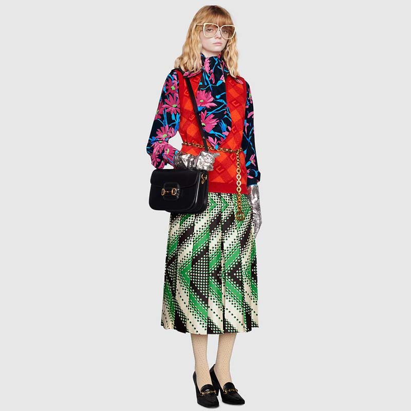 G*u*i women ken scott print silk shirt point collar front pocket