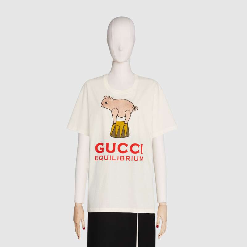 G*u*i men piglet patch oversize t-shirt cotton jersey crewneck oversize fit-white