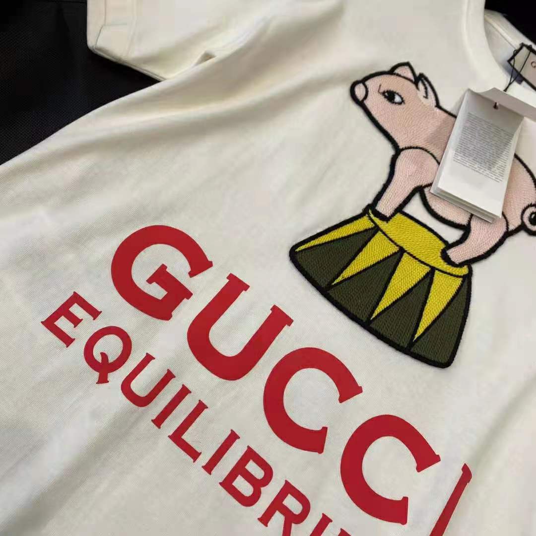 G*u*i men piglet patch oversize t-shirt cotton jersey crewneck oversize fit-white