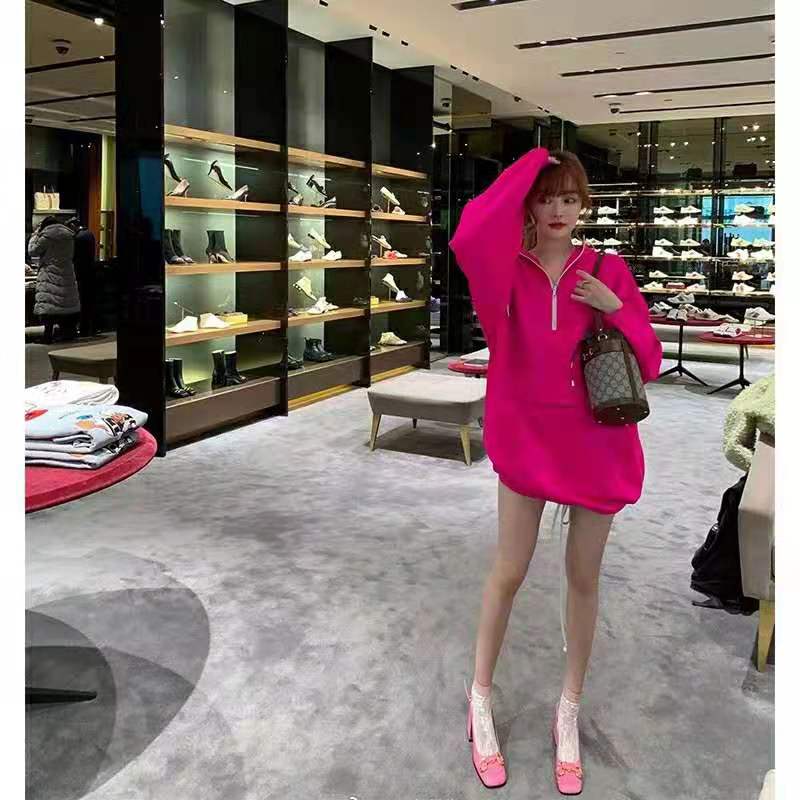 G*u*i women polyester jersey hooded sweatshirt interlocking g fixed hood-pink