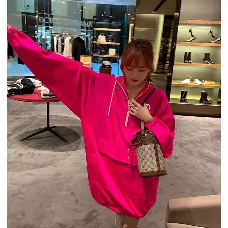 G*u*i women polyester jersey hooded sweatshirt interlocking g fixed hood-pink