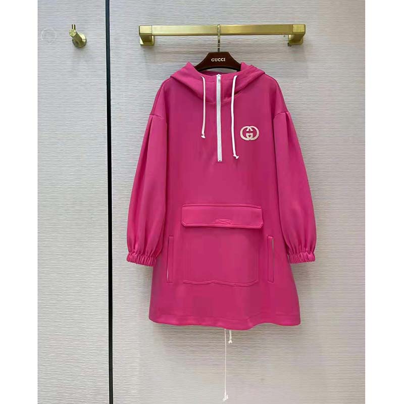 G*u*i women polyester jersey hooded sweatshirt interlocking g fixed hood-pink