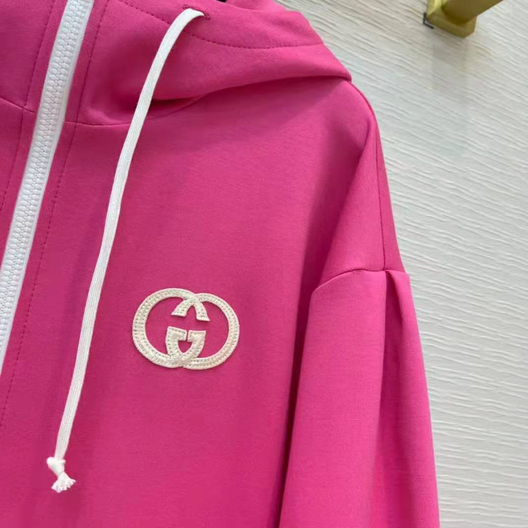 G*u*i women polyester jersey hooded sweatshirt interlocking g fixed hood-pink