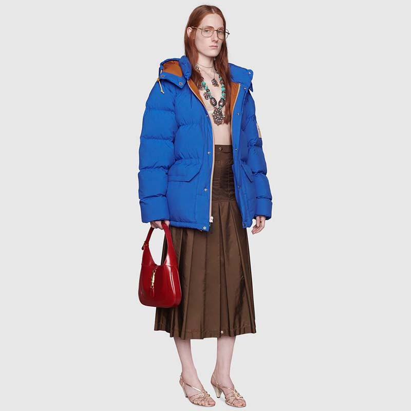 G*u*i women the north face x G*u*i nylon jacket blue soft nylon