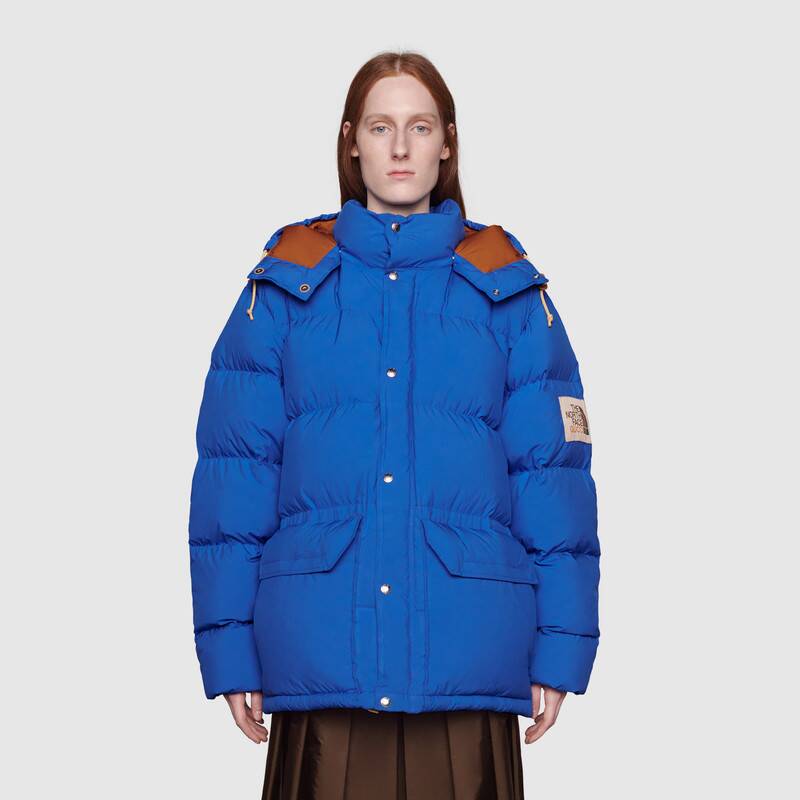 G*u*i women the north face x G*u*i nylon jacket blue soft nylon