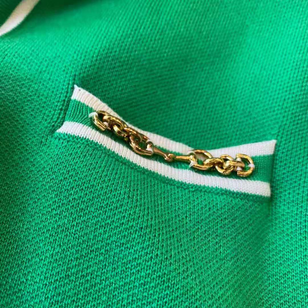G*u*i women wool polo shirt with contrast trim front pockets button-through placket