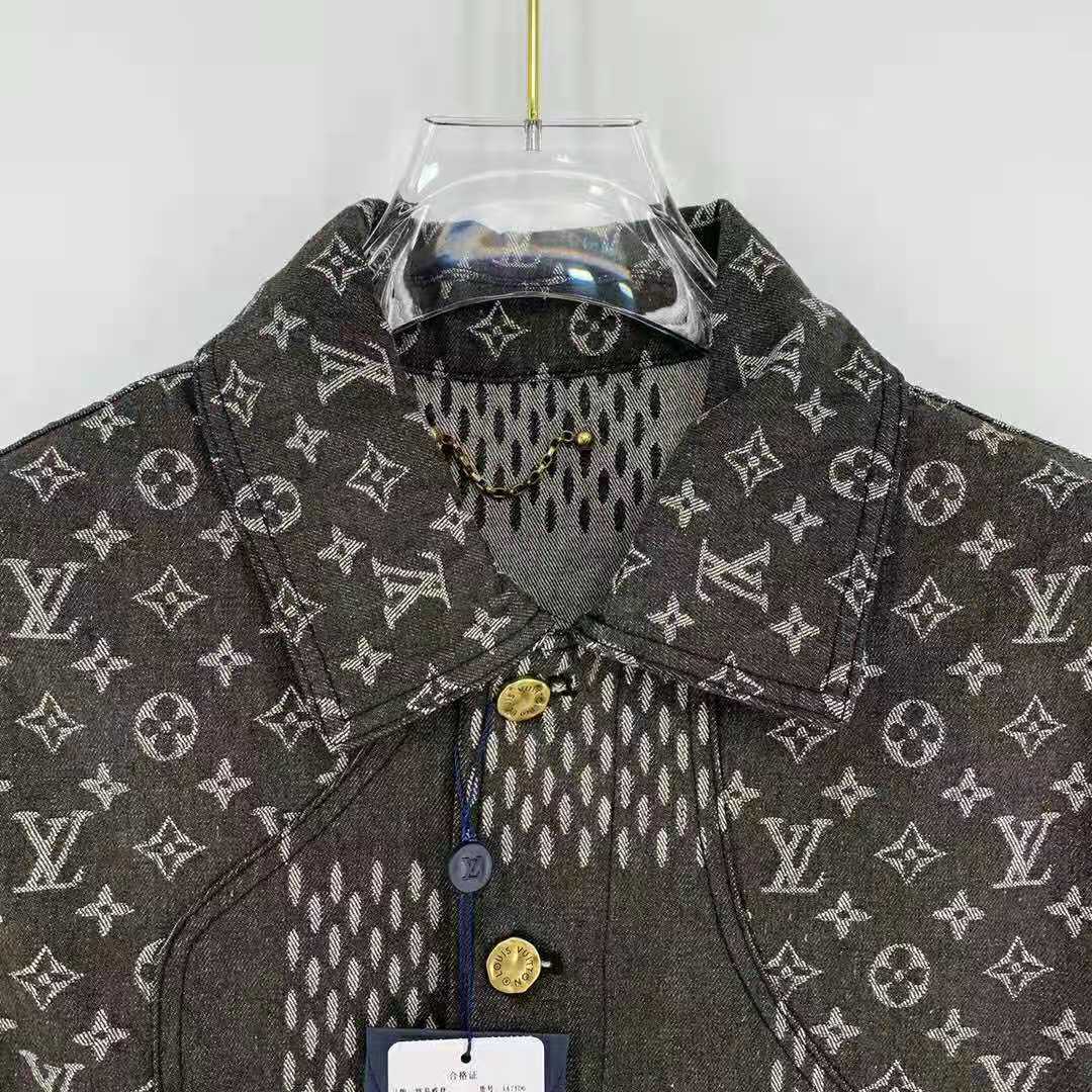 Louis Vuitton Women Giant Damier Waves Monogram Denim Jacket Cotton Regular Fit-Black