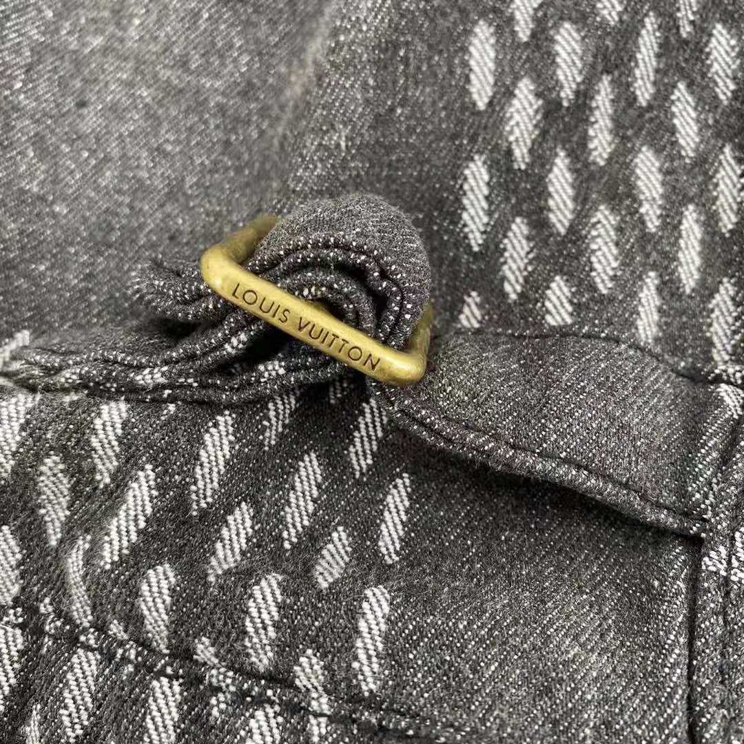 Louis Vuitton Women Giant Damier Waves Monogram Denim Jacket Cotton Regular Fit-Black