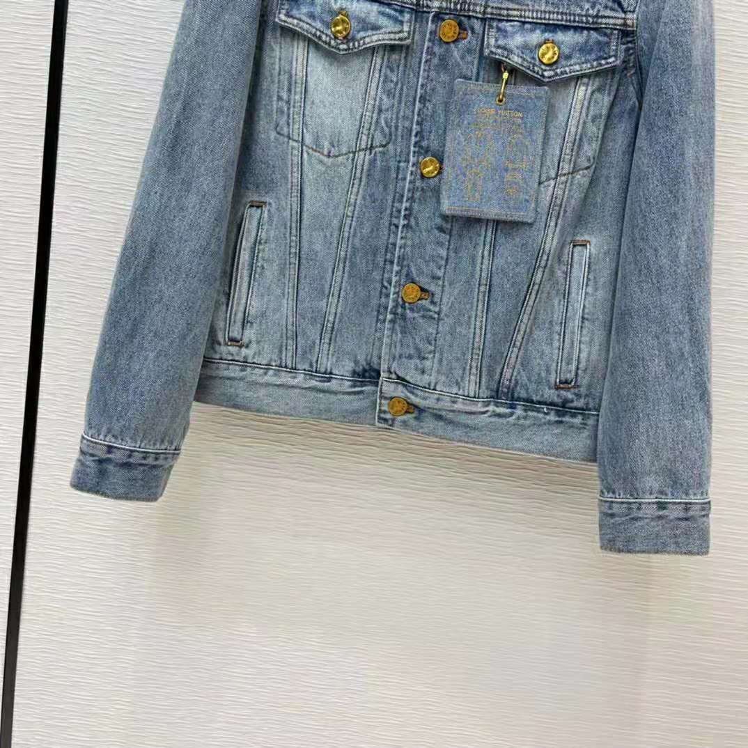 Louis Vuitton Women Staples Edition DNA Denim Jacket Cotton Indigo Regular Fit-Blue