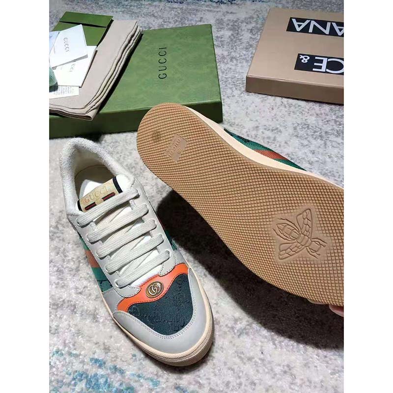 G*u*i gg men’s screener gg sneaker white leather and gg canvas
