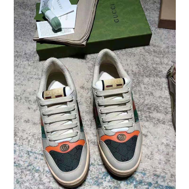 G*u*i gg men’s screener gg sneaker white leather and gg canvas