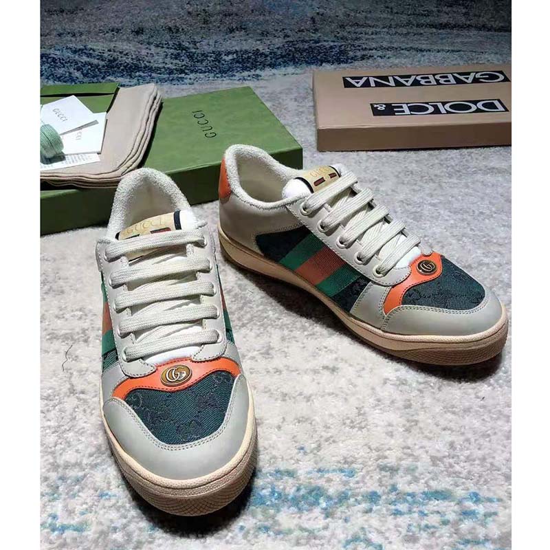G*u*i gg men’s screener gg sneaker white leather and gg canvas