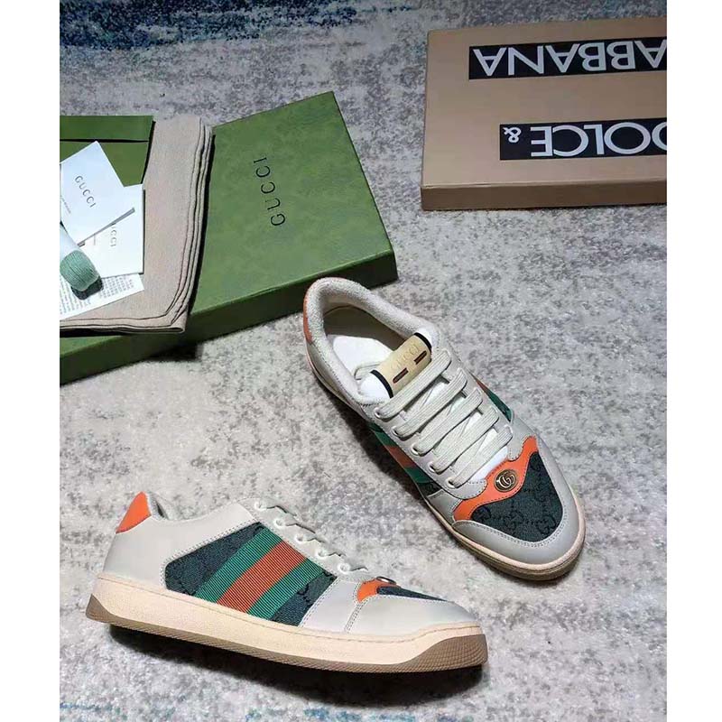 G*u*i gg men’s screener gg sneaker white leather and gg canvas