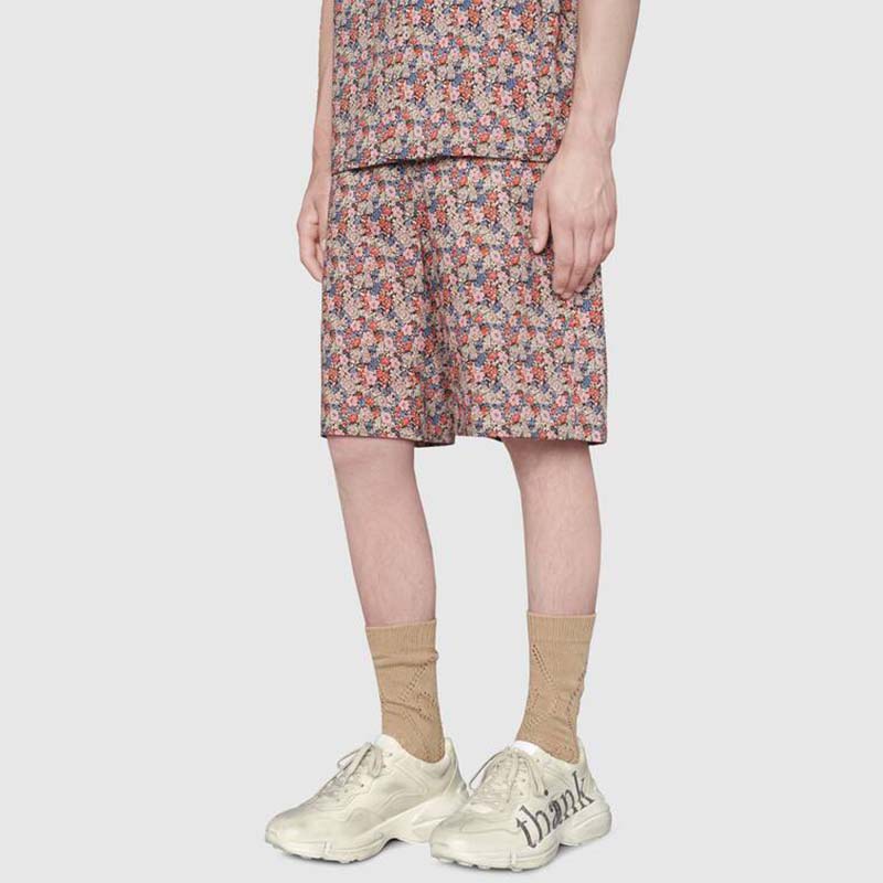 G*u*i gg men’s think thank print rhyton sneaker ivory leather