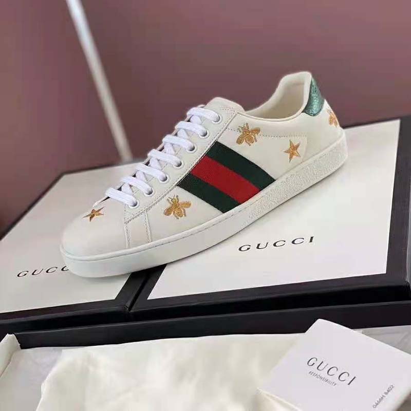 G*u*i gg unisex ace embroidered sneaker green and red web
