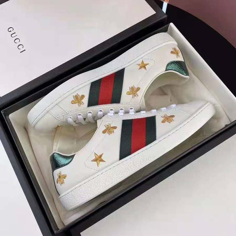 G*u*i gg unisex ace embroidered sneaker green and red web