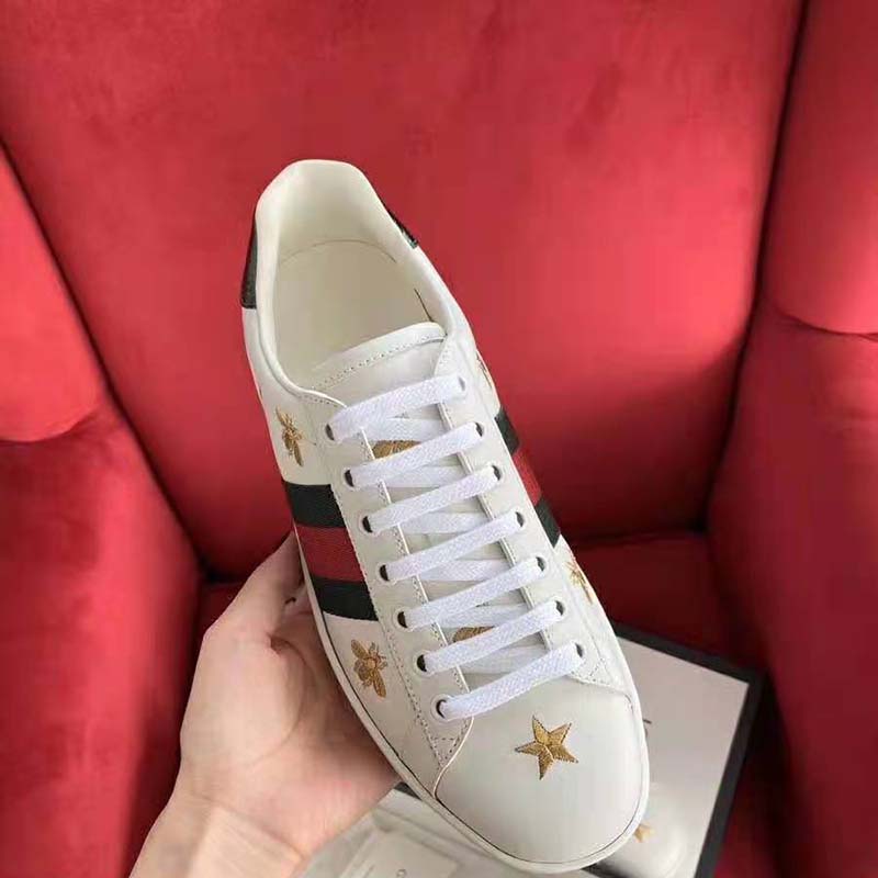 G*u*i gg unisex ace embroidered sneaker green and red web
