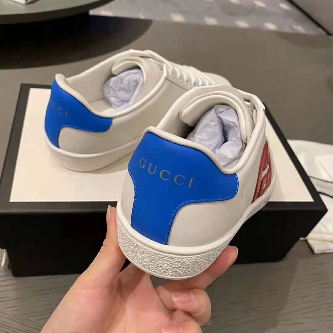 G*u*i gg unisex ace sneaker with interlocking g white leather 1.5 cm heel