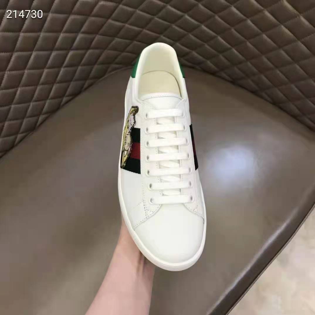 G*u*i gg unisex bananya ace sneaker white leather with green and red web