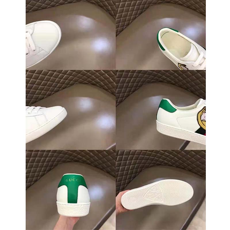 G*u*i gg unisex bananya ace sneaker white leather with green and red web