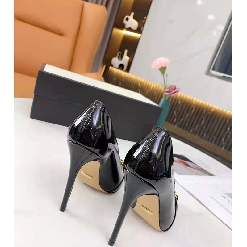 G*u*i gg women’s leather pump with chain black leather 9 cm heel
