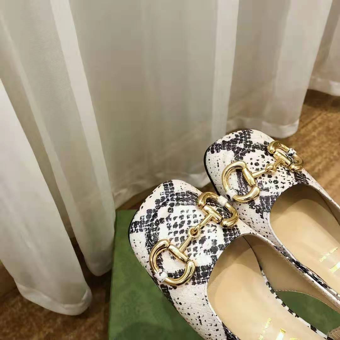 G*u*i gg women’s mid-heel slingback with horsebit python print leather 6 cm heel