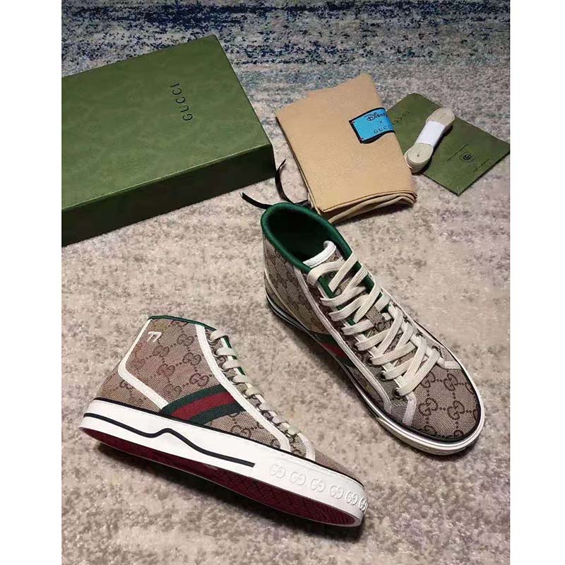 G*u*i men’s G*u*i tennis 1977 high top sneaker beige original gg canvas