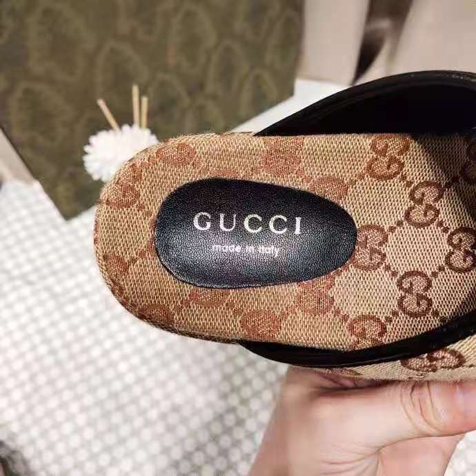 G*u*i gg unisex slide sandal beige and ebony original gg canvas
