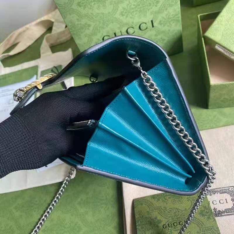 G*u*i gg women dionysus small shoulder bag blue leather with turquoise leather