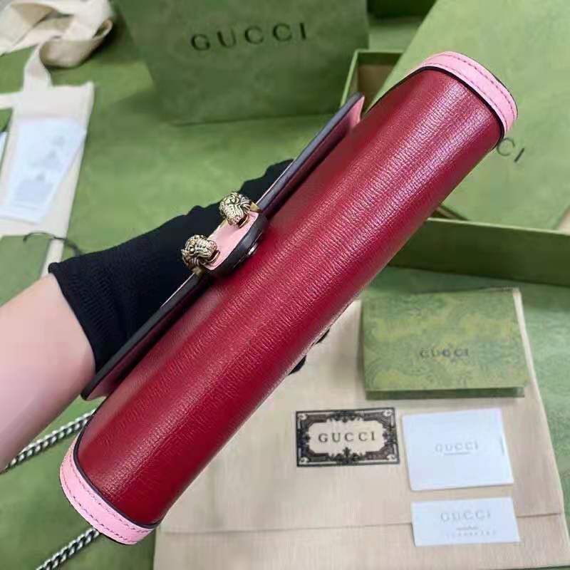 G*u*i gg women dionysus small shoulder bag dark red with pink leather