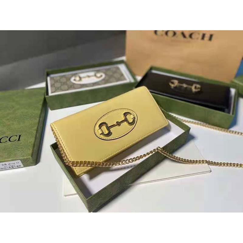G*u*i gg women horsebit 1955 wallet with chain beige leather horsebit
