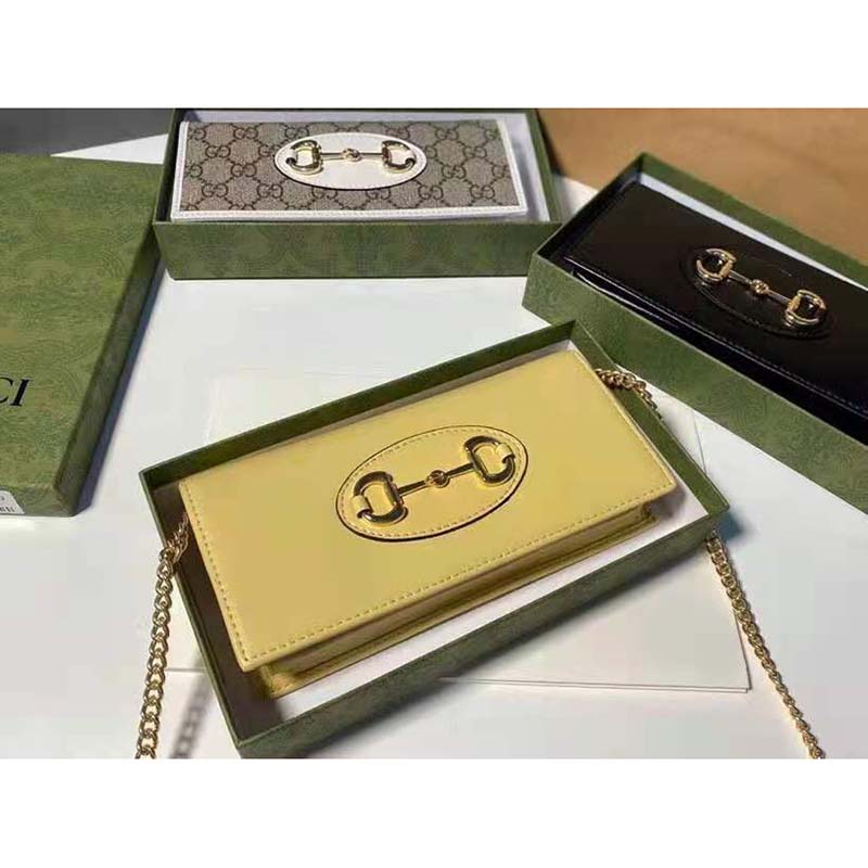 G*u*i gg women horsebit 1955 wallet with chain beige leather horsebit