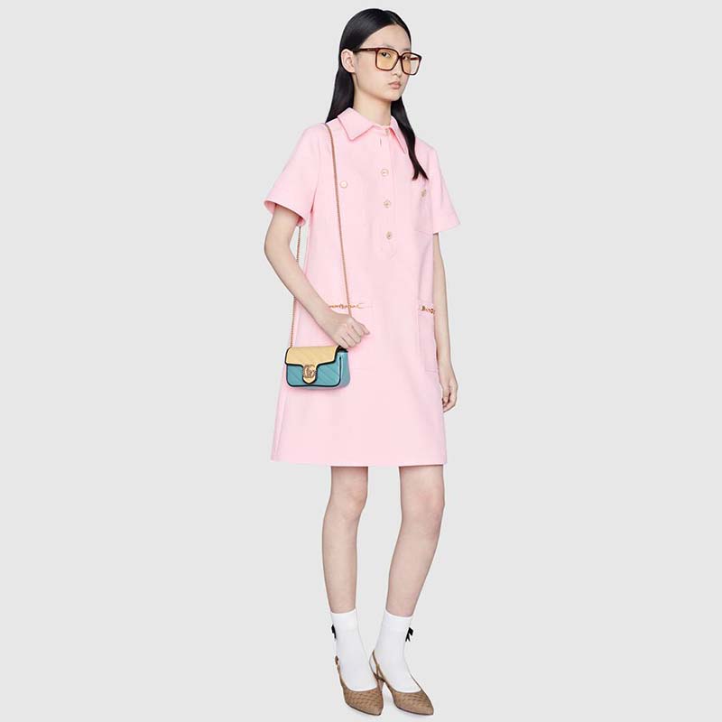 G*u*i gg women online exclusive gg marmont mini bag butter light blue diagonal matelassé leather