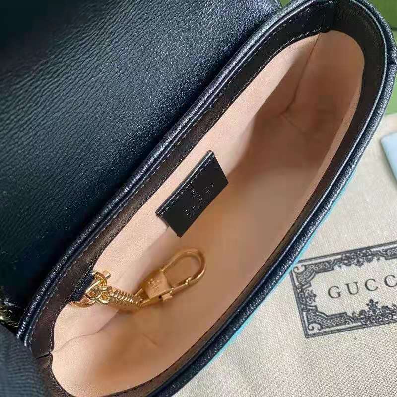 G*u*i gg women online exclusive gg marmont mini bag butter light blue diagonal matelassé leather