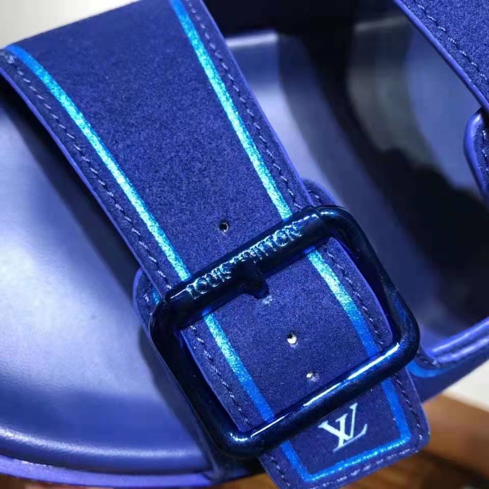Louis Vuitton Unisex LV Trainer Mule Blue Monogram-Embossed Suede Calf Leather