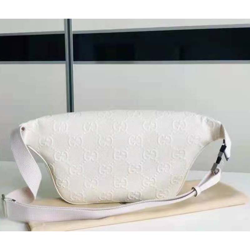 G*u*i gg unisex black embossed belt bag tonal leather