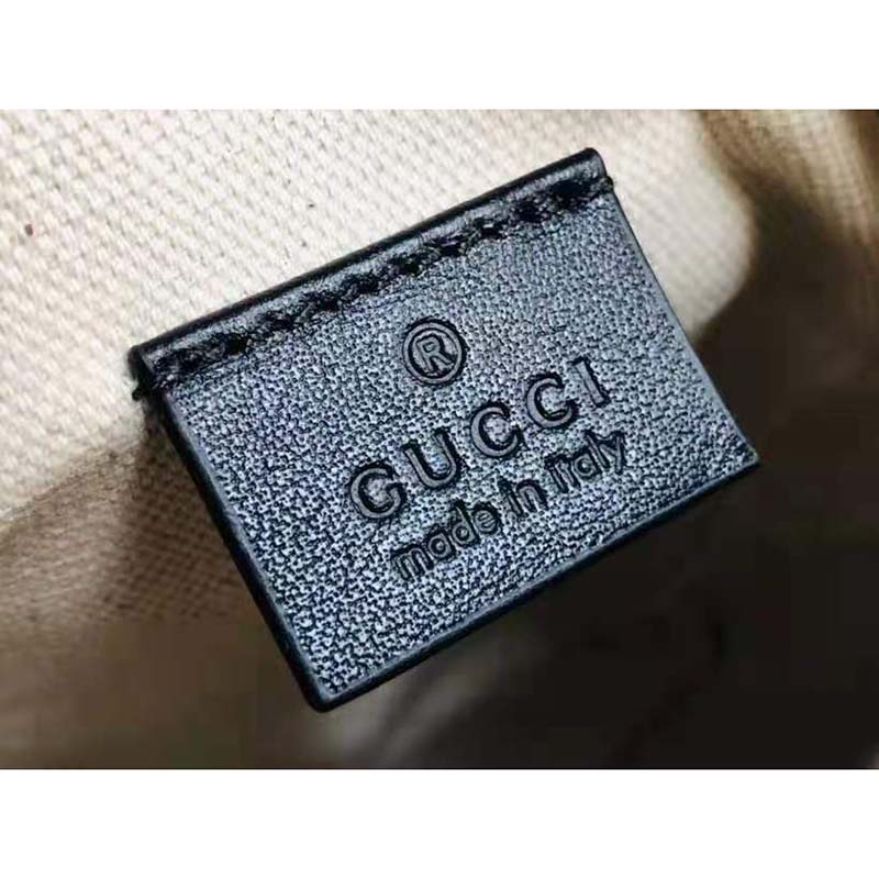 G*u*i gg unisex embossed mini bag black leather cotton linen