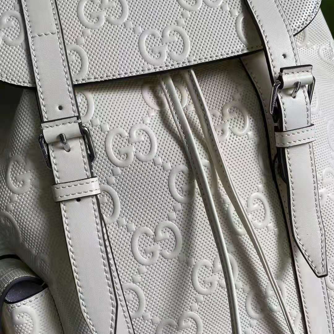 G*u*i gg unisex gg embossed backpack white gg embossed leather