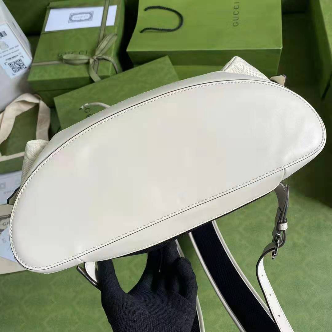 G*u*i gg unisex gg embossed backpack white gg embossed leather