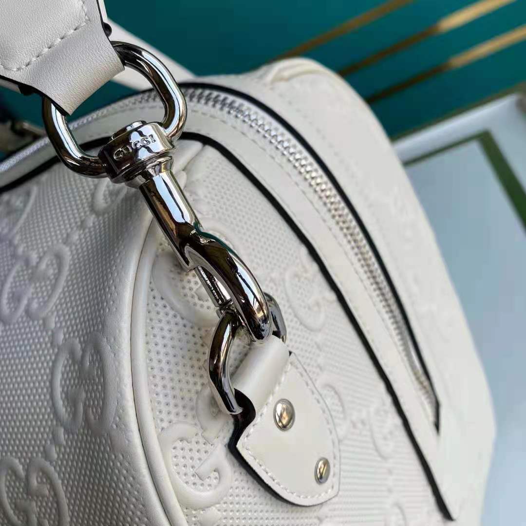 G*u*i gg unisex gg embossed duffle bag white gg embossed leather