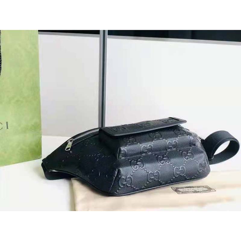 G*u*i gg unisex white embossed belt bag tonal leather