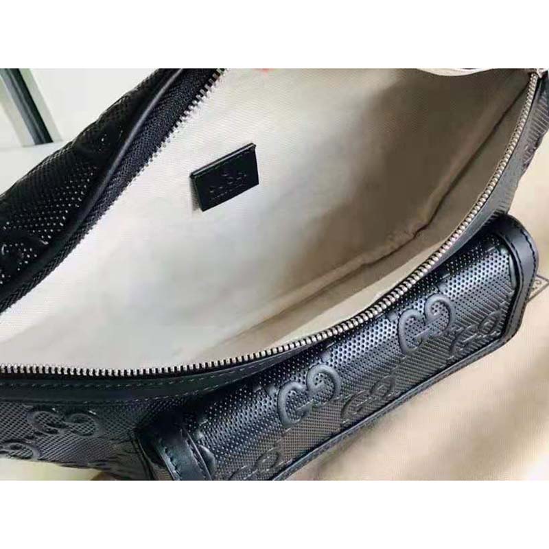 G*u*i gg unisex white embossed belt bag tonal leather