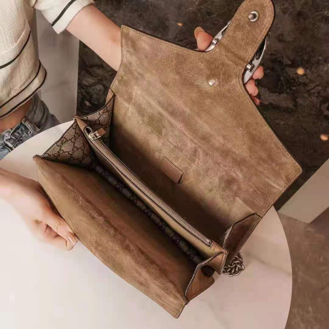 G*u*i gg women dionysus gg small shoulder bag beige ebony gg supreme canvas brown suede