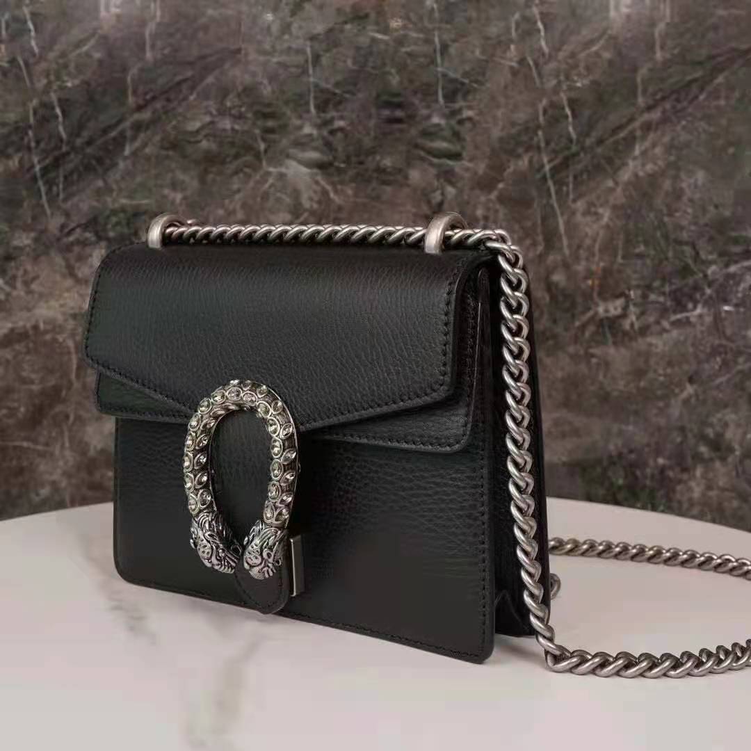 G*u*i gg women dionysus leather mini bag black metal-free tanned leather