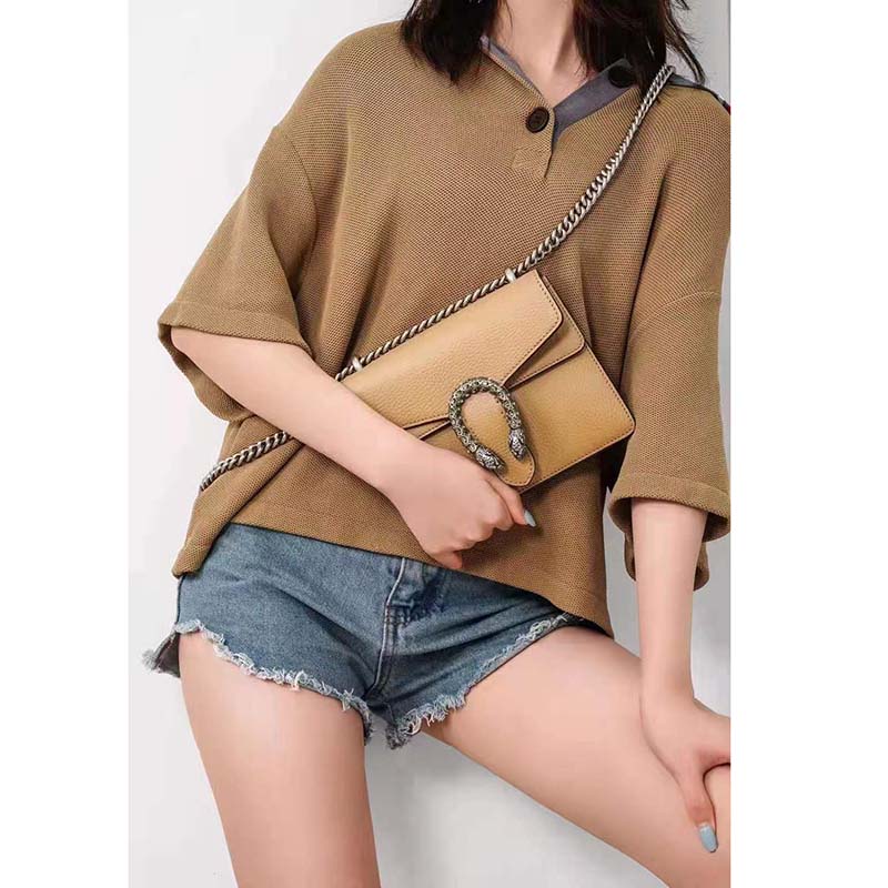 G*u*i gg women dionysus mini bag brown leather black crystals