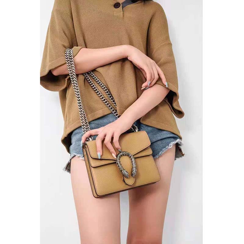 G*u*i gg women dionysus mini bag brown leather black crystals
