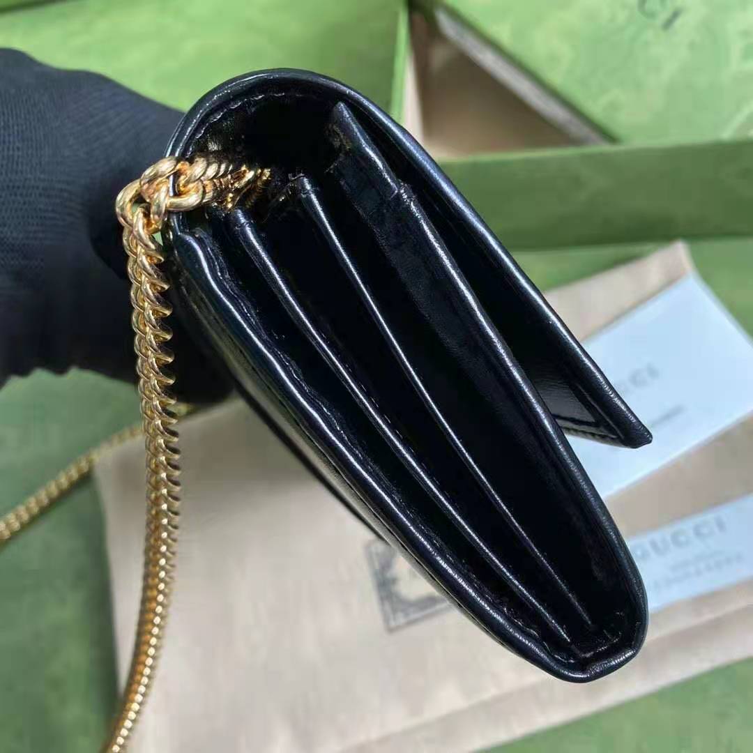 G*u*i gg women gg jackie 1961 chain wallet black leather gold-toned hardware