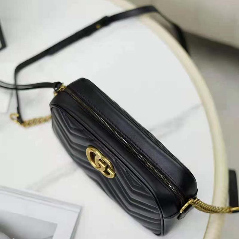 G*u*i gg women gg marmont small matelassé shoulder bag black double g