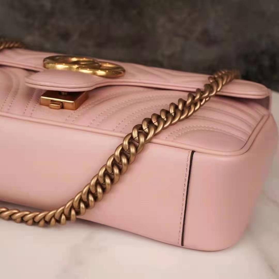 G*u*i gg women gg marmont small pink matelassé shoulder bag double g